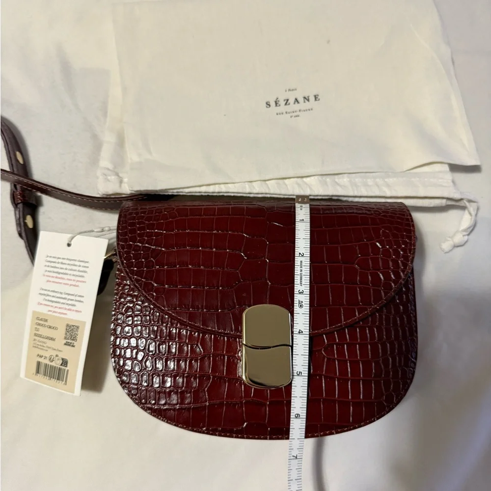 Sezane CLAUDE BAG CHOCOLATE CROCODILE PRINT - Picture 6 of 14